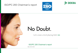 ISO/PC 283 Chairman`s report