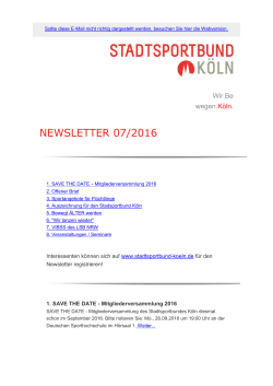 newsletter 07/2016 - StadtSportBund Köln