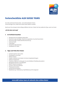 Feriencheckliste ALDI SUISSE TOURS