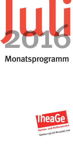 Monatsprogramm Juli 2016 - Theatergemeinde München