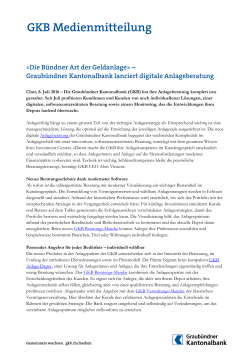 GKB Medienmitteilung - Graubündner Kantonalbank.