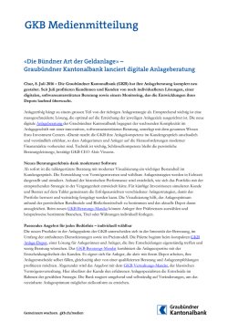 GKB Medienmitteilung - Graub&uuml;ndner Kantonalbank.