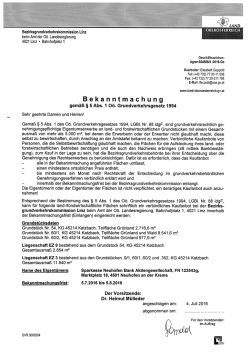 Bekanntmachung gemäß § 5 Abs. 1 Oö. Grundverkehrsgesetz 1994