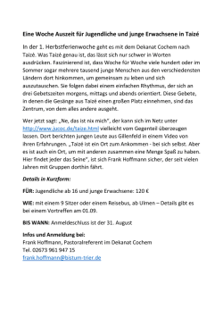 Eine Woche Auszeit f&uuml;r Jugendliche und junge Erwachsene in Taiz&eacute;
