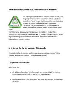 G&uuml;tesiegelkriterien Kletterf&uuml;hrer.