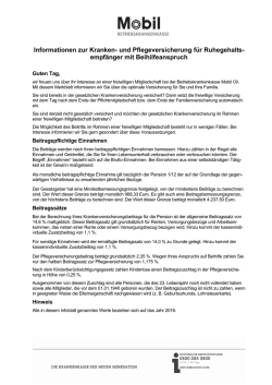 Informationen zur Kranken- und Pflegeversicherung
