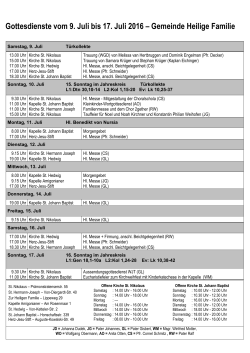 Gottesdienste vom 25. Juni bis 3. Juli 2016 &ndash; Gemeinde Heilige