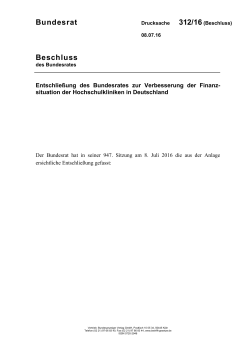 Entschließung des Bundesrates zur Verbesserung der