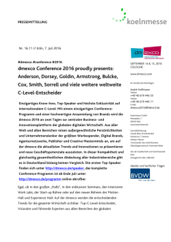 dmexco Conference 2016 proudly presents