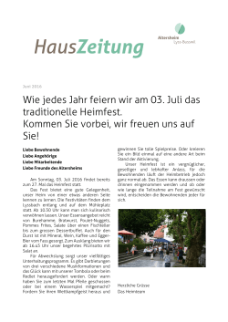 Hauszeitung Juni 16 - Altersheim Lyss Busswil