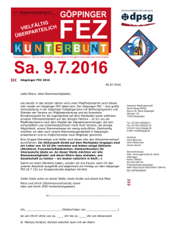 G&ouml;ppinger FEZ 2016 05.07.2016 Liebe Eltern, liebe