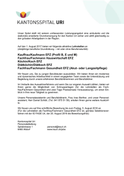 Lehrstellen 2017 - Kantonsspital Uri