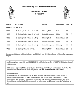 Zeiteinteilung RZV Koblenz-Metternich Youngster