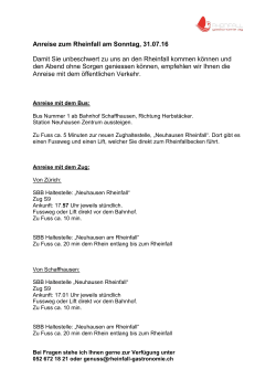Anreise für das Rheinfall Feuerwerk am Sonntag 31.7.16