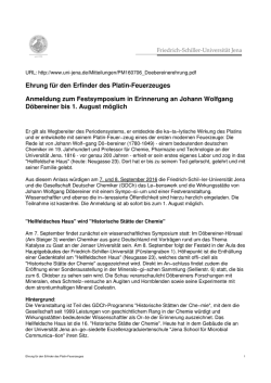 Ehrung f&uuml;r den Erfinder des Platin