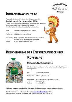 INDIANERNACHMITTAG BESICHTIGUNG DES