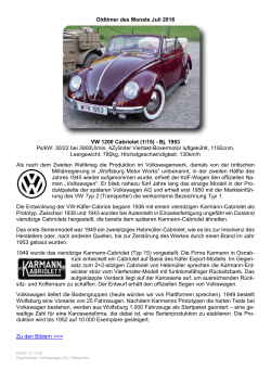 Oldtimer des Monats Juli 2016 VW 1200 Cabriolet (1/15) - Bj