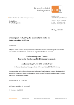 Fachvortrag zum Thema Bewusste Ernährung für - GEB-K