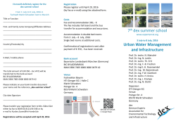 7th dex summer school Urban Water Management and