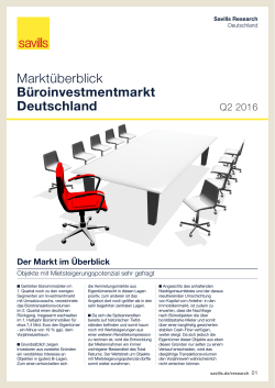 Marktüberblick Büroinvestmentmarkt Deutschland