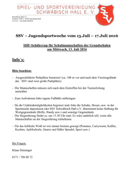 Info&acute;s - SSV Schw&auml;bisch Hall