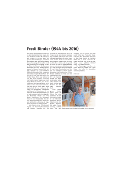 Fredi Binder (1944 bis 2016)