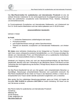 eine/n wissenschafliche/n Assistent/in f&uuml;r den Forschungsbereich
