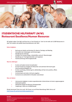 STUDENTISCHE HILFSKRAFT (M/W) Restaurant Excellence
