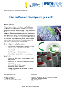 Hiwi im Bereich Biopolymere gesucht!