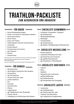 Triathlon Checkliste in Schwarzweiß