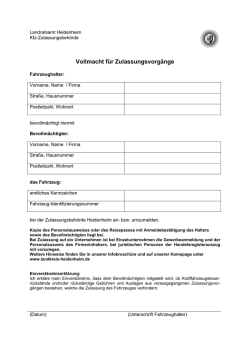 Vollmacht für Zulassungsvorgänge