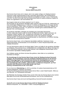 Infoblatt f&uuml;r Eltern zum Sommer-Sport-Camp 2016