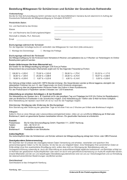Bestellung Mittagessen - Schule Rothestraße