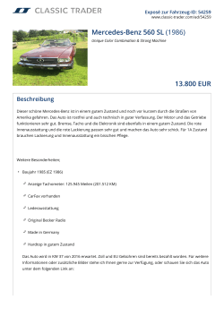Mercedes-Benz 560 SL (1986) 13.800 EUR