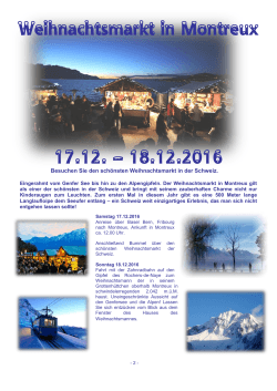17.12. - 18.12.2016 Montreux mit dem schönsen Weihnachtsmarkt
