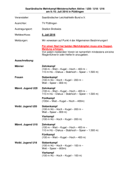 Saarländische Mehrkampf-Meisterschaften Aktive / U20 / U18 / U16