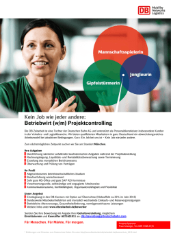 Kein Job wie jeder andere: Betriebwirt (w/m) Projektcontrolling