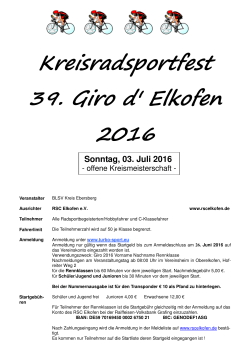 Kreisradsportfest 39. Giro d` Elkofen 2016