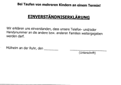 Einverständniserklärung Taufen