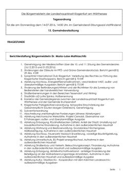Nächste Gemeinderatssitzung: 14. Juli, 14 Uhr