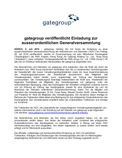 gategroup veröffentlicht Einladung zur ausserordentlichen