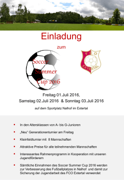 Soccer Summer Cup 2016 - Zeitplan