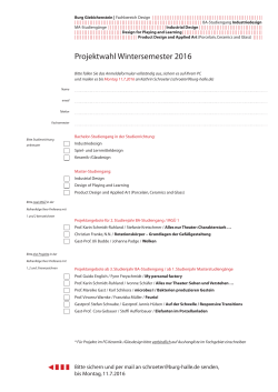 Projektwahl Wintersemester 2016