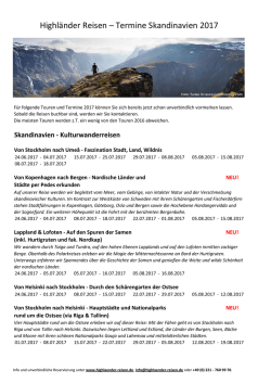 Highl&auml;nder Reisen &ndash; Termine Skandinavien 2017
