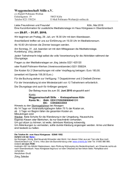 Übungstage 29. bis 31. Juli im Haus Königssee in Oberdürenbach