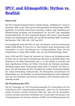 IPCC und Klimapolitik: Mythos vs. Realit&auml;t