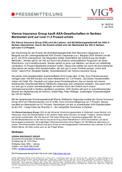 Vienna Insurance Group kauft AXA-Gesellschaften in