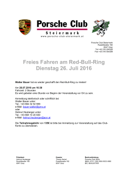 Freies Fahren am Red-Bull-Ring Dienstag 26. Juli 2016