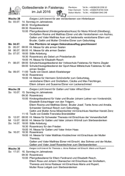 Gottesdienste in Faistenau im Juli 2016