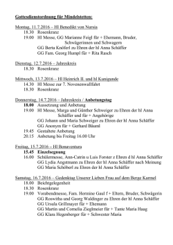 Gottesdienstordnung f&uuml;r Mindelstetten: Montag, 11.7